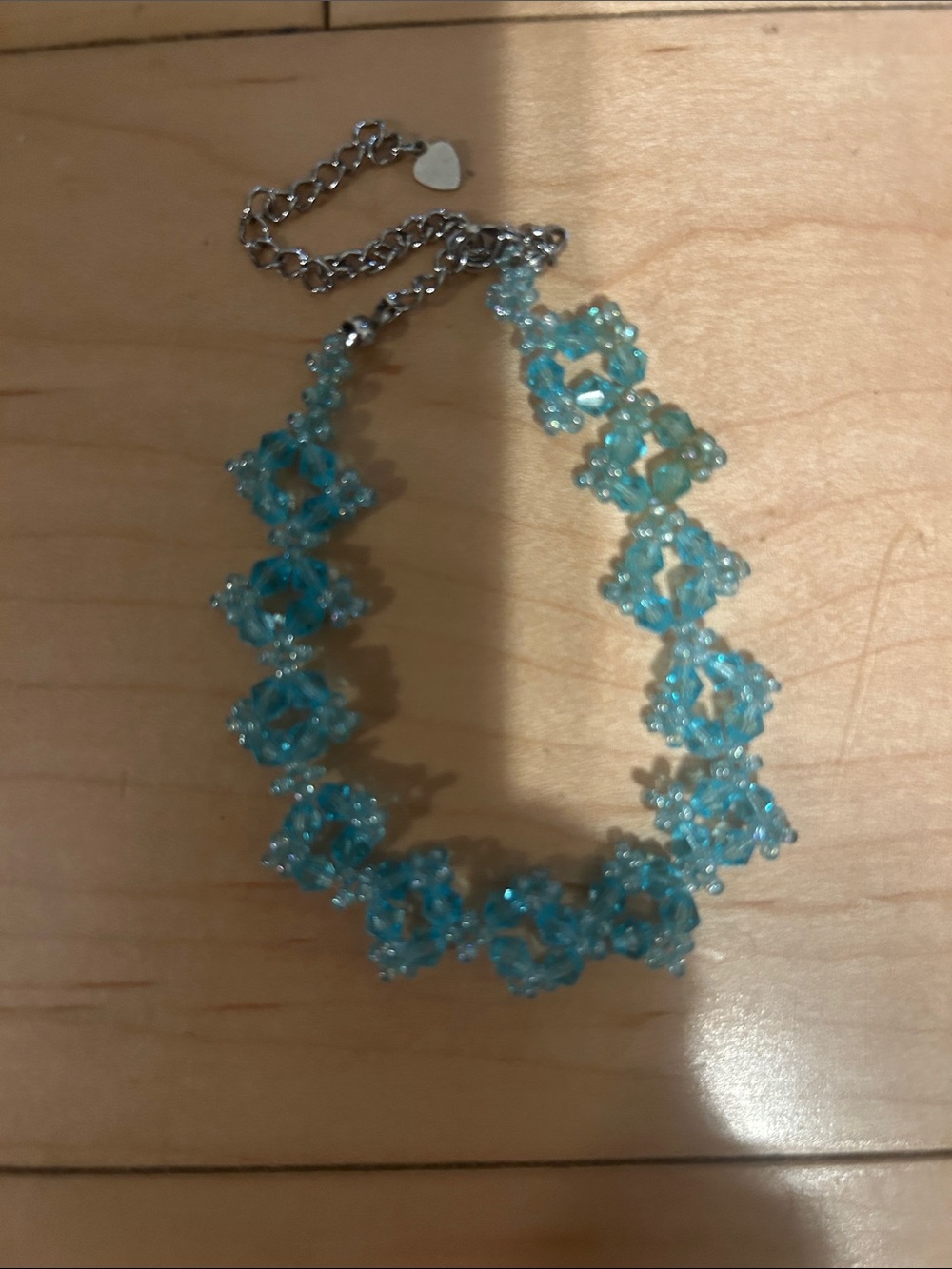 Handmade Blue Beaded Flower Bracelet